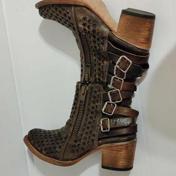 Rare FreeBird DAHLIA Brown Dahlia Star/ Moon Cutout Boots size 7 - Picture 10 of 15